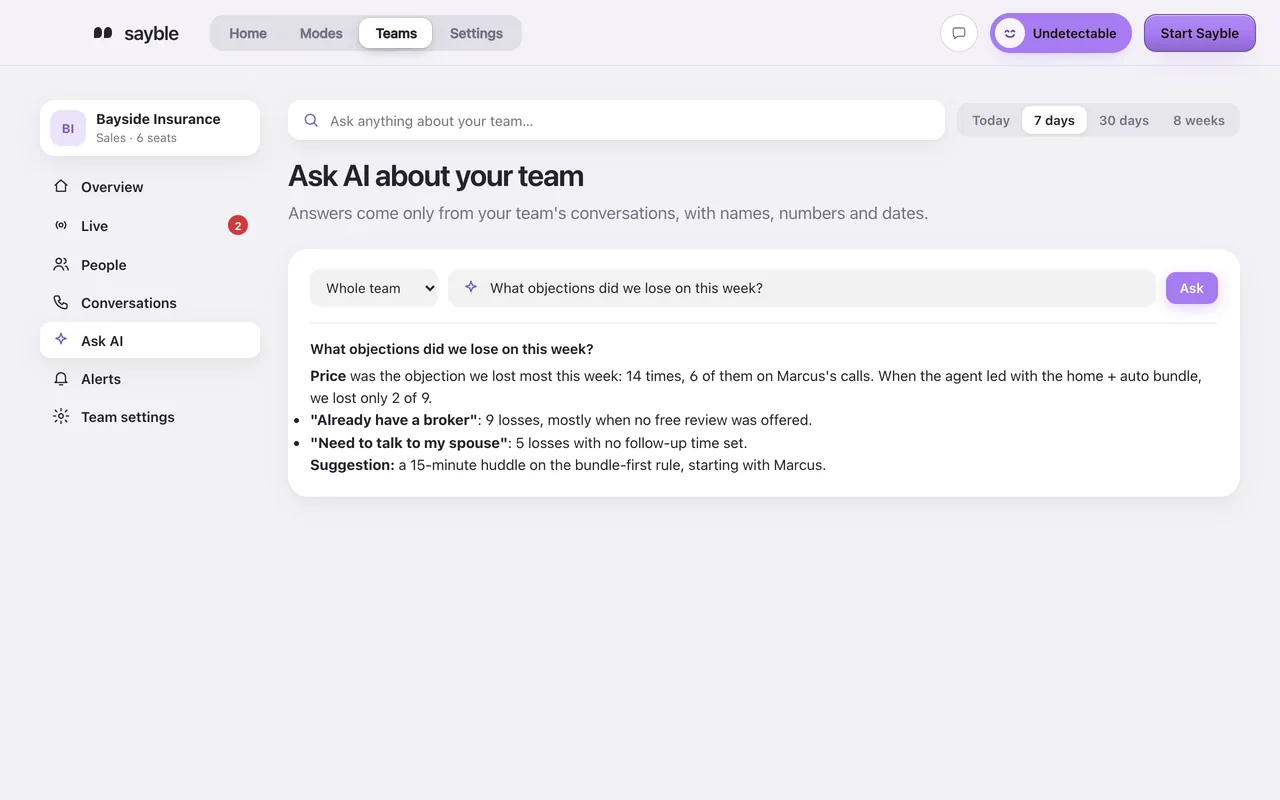 Ask about your team, in plain words.